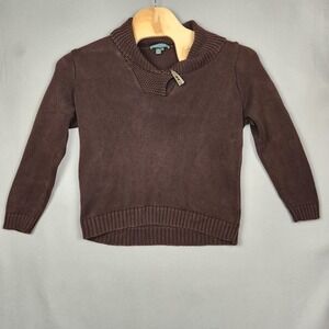 Lauren Ralph Lauren Sweater Womens 1X Brown Shawl Collar Pullover Cotton Knit
